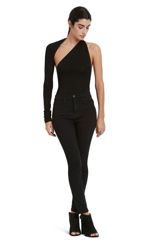 Shop Marcella Manhattan One-shoulder Bodysuit In Black