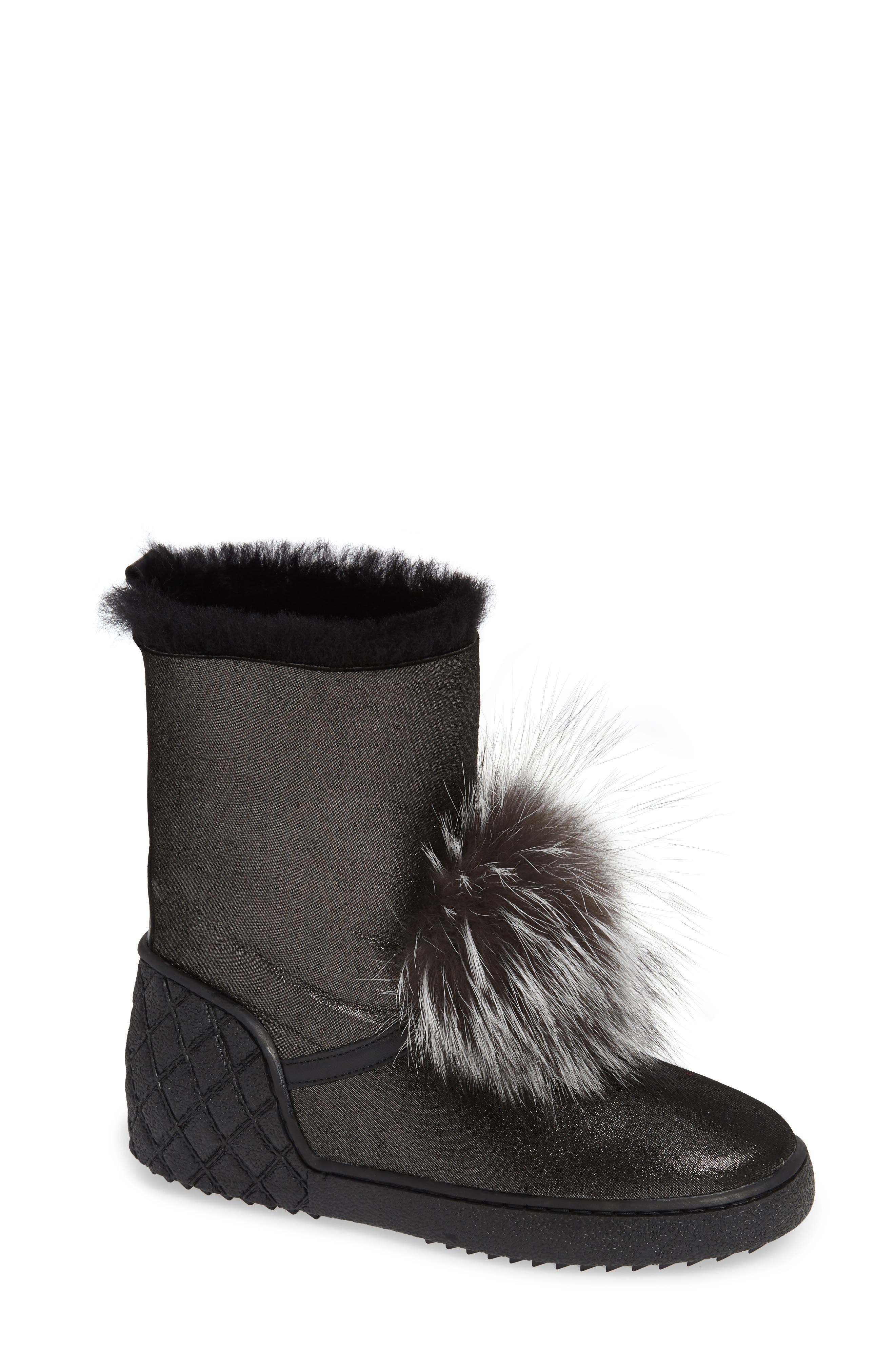 Sheridan Mia Toto Genuine Fox Fur Bootie, Black