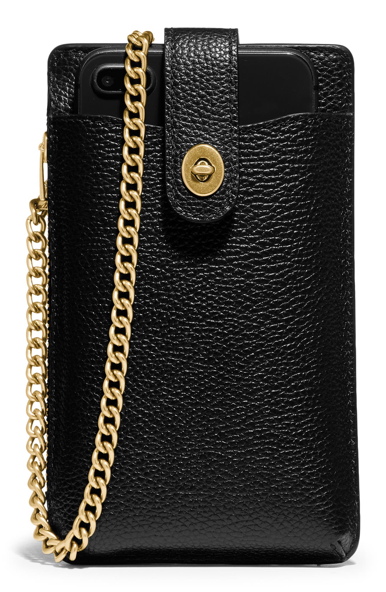 coach phone crossbody in pebbled leather