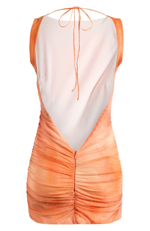 Mistress Rocks Ruffle Side Drape Sleeveless Mesh Minidress In Summer Ombre