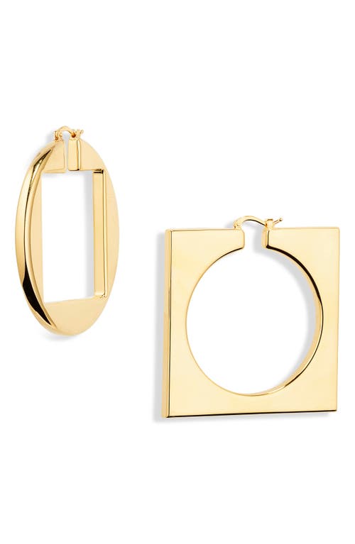 Jacquemus Les Creoles Rond Carré Misamatched Earrings in Light Gold 270 at Nordstrom