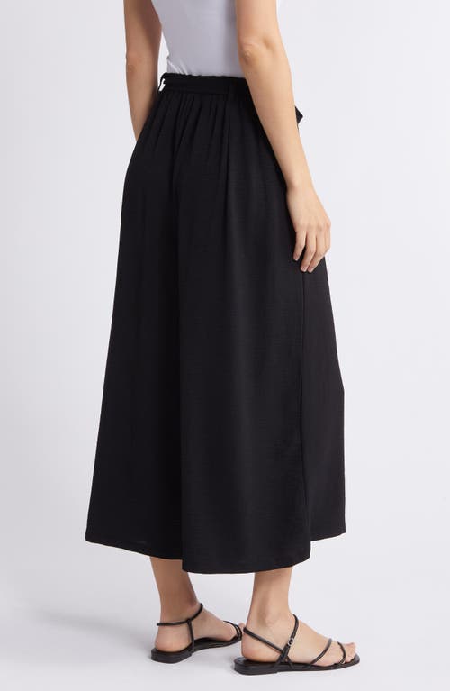 Shop Bobeau Tie Waist Crop Wide Leg Pants In Black