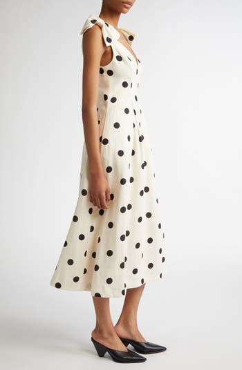 Zimmermann Polka Dot Linen Midi Dress | Nordstrom