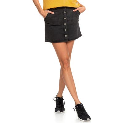 Roxy Wild Young Spirit Denim Miniskirt, Black