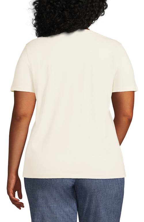 Shop Lands' End Plus Size Relaxed Supima Cotton V-neck T-shirt In Fresh Ivory