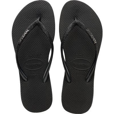 Havianas Slim Sparkle Flip Flop, 9/40 BR - Black