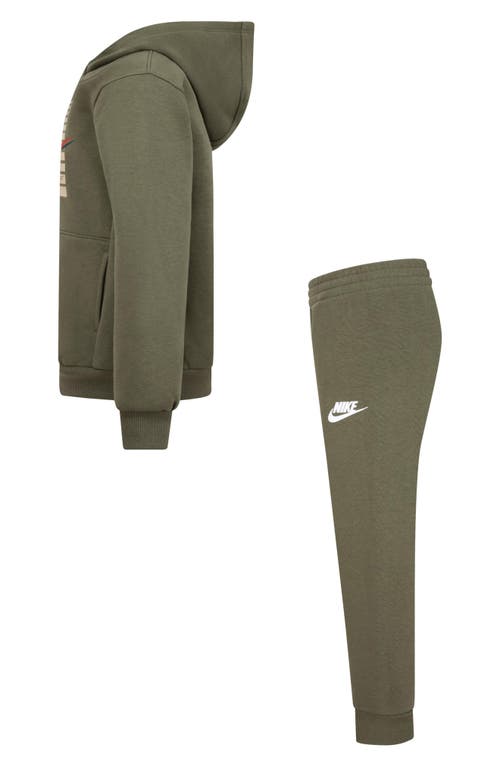 Nike Kids' Gradient Futura Logo Pullover Hoodie & Joggers Set In Medium Olive