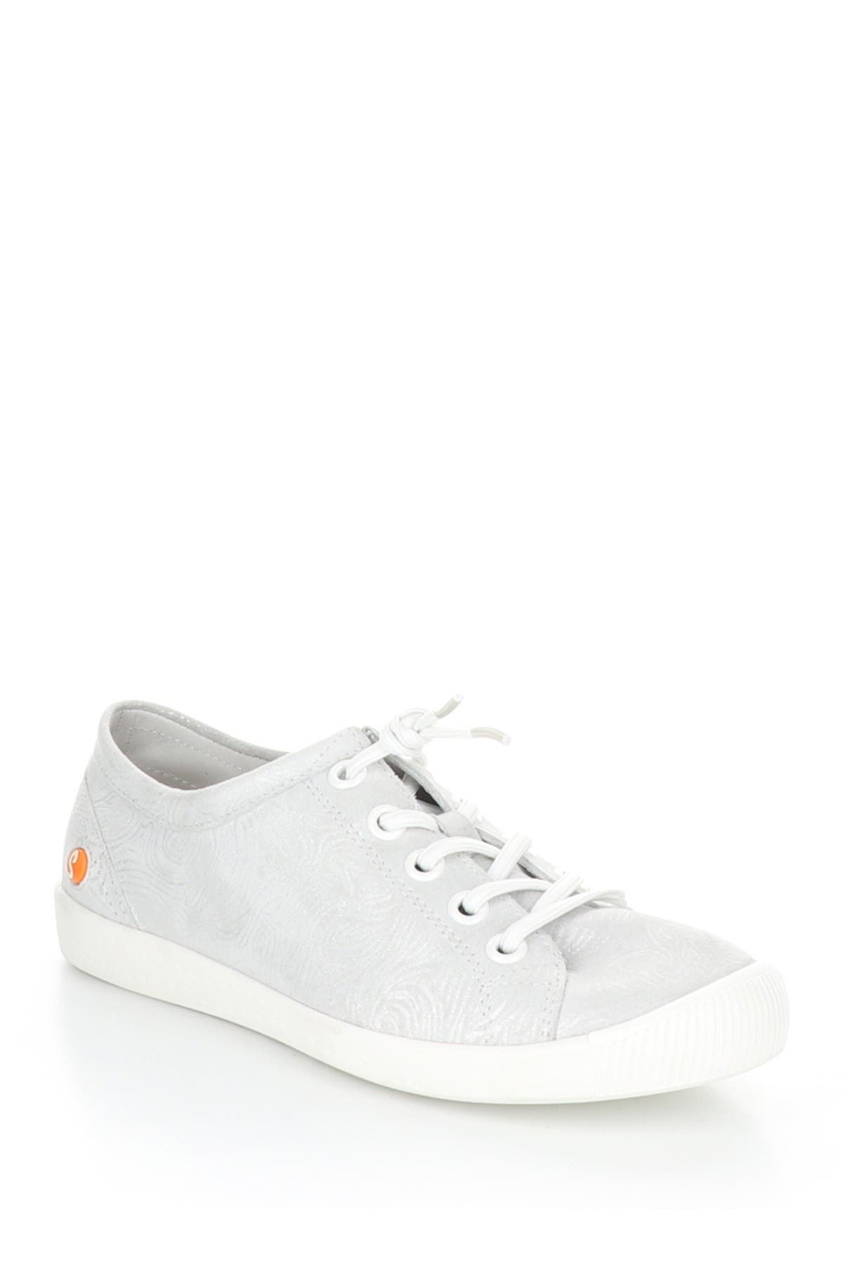 Softinos By Fly London Isla Distressed Sneaker In 012 White Suede Curv