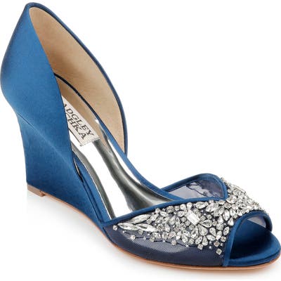 Badgley Mischka Cashmere Crystal Embellished Wedge- Blue