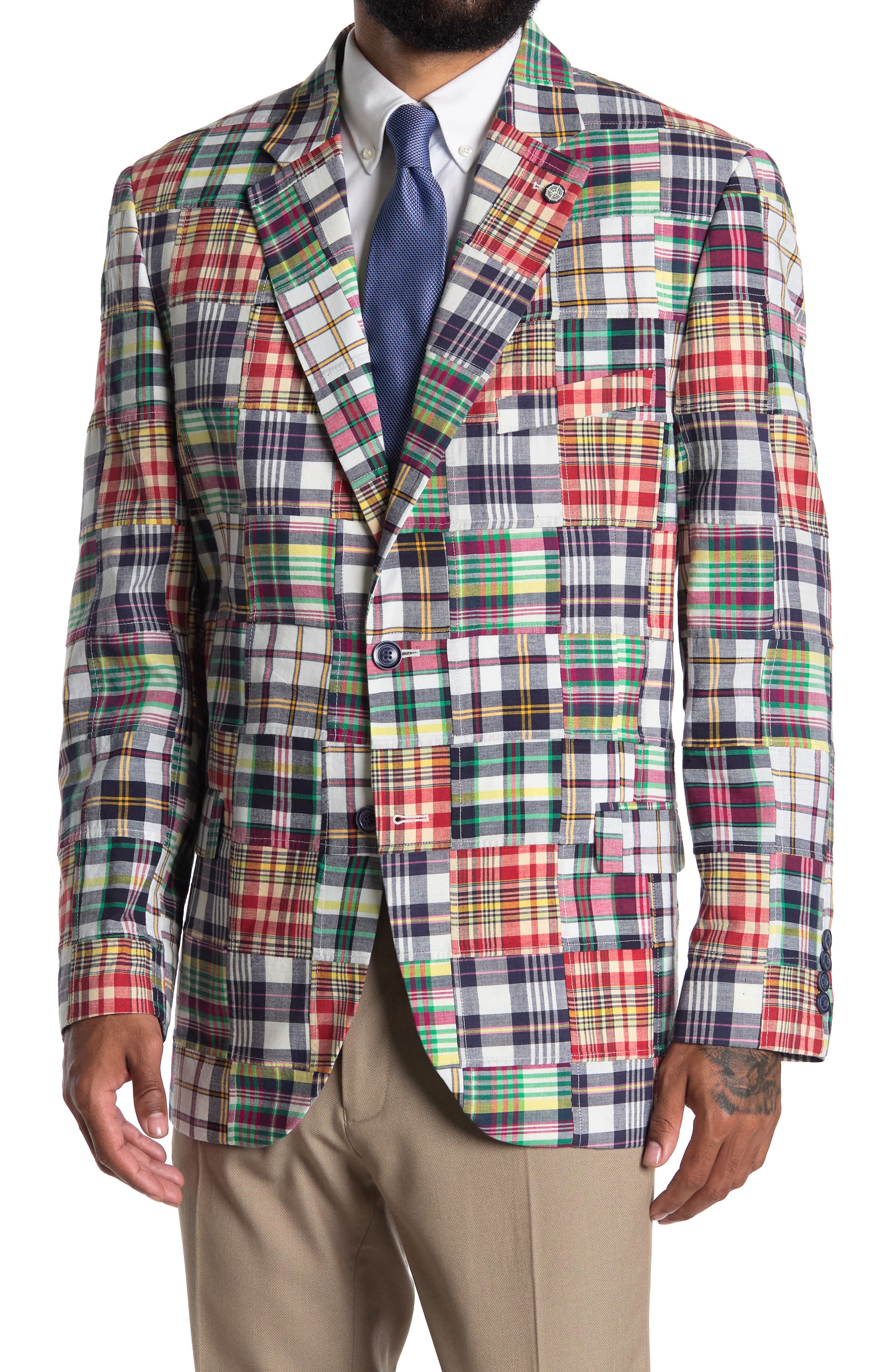 patchwork madras blazer