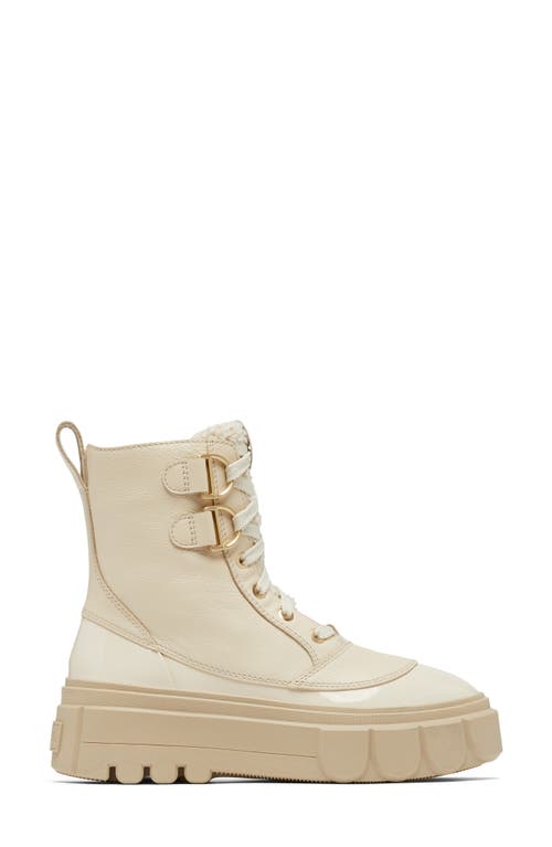 Sorel Caribou Faux Fur Lace-up Boots In Bleached Ceramic/oatmeal