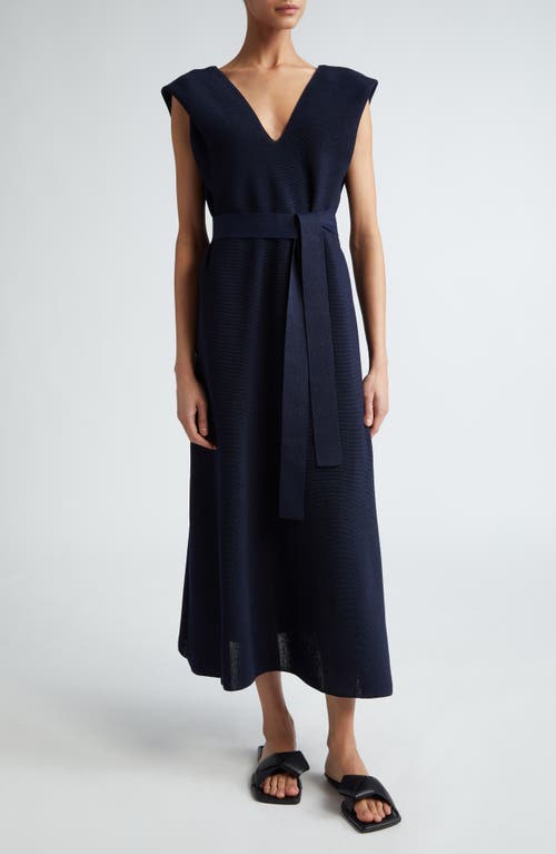 Washi Belted Sleevless Dress in Black-Navy