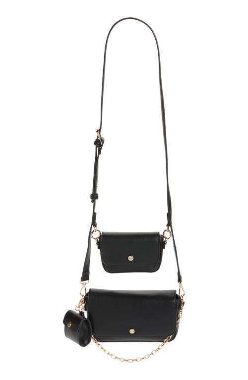 Mali + Lili Three-Piece Vegan Leather Convertible Crossbody Bag in Black