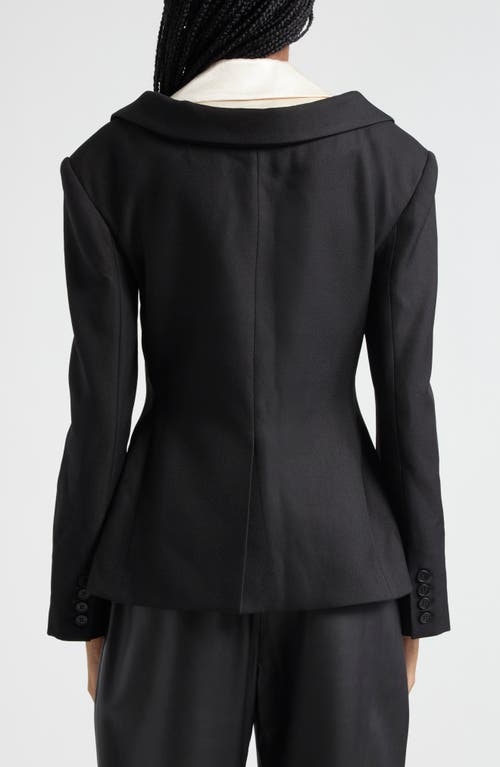 Shop Stine Goya Double Collar Jacket In Black/butter Milk