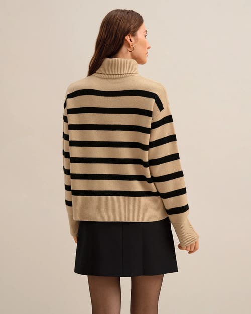 Lilysilk The Tarra Stripe Sweater In Brown