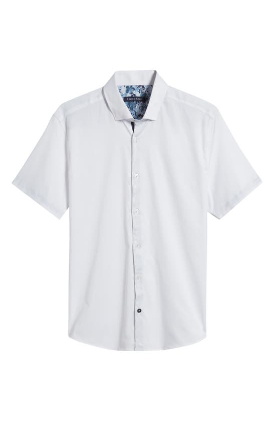 Shop Stone Rose Solid Drytouch® Slim Fit Short Sleeve Twill Button-up Shirt In White