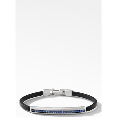David Yurman Pave Leather Id Bracelet With Sapphires