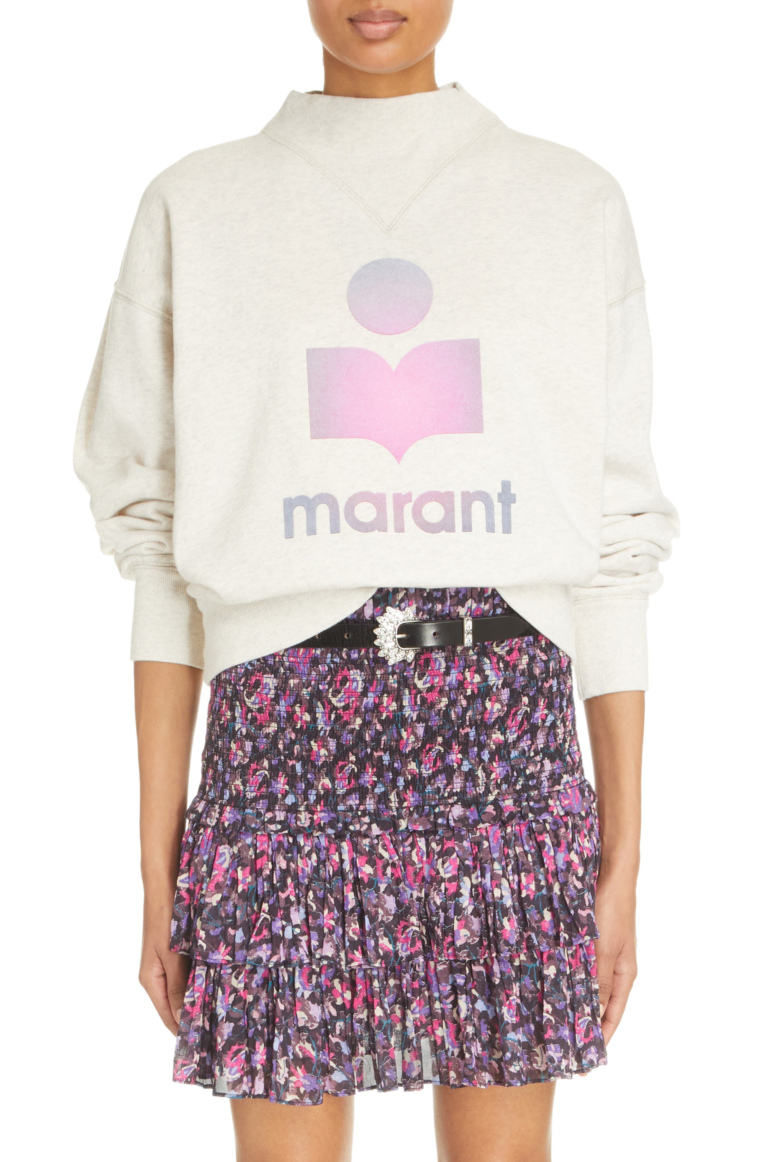 Isabel Marant Étoile Moby Mock Neck Logo Graphic Sweatshirt | Nordstrom