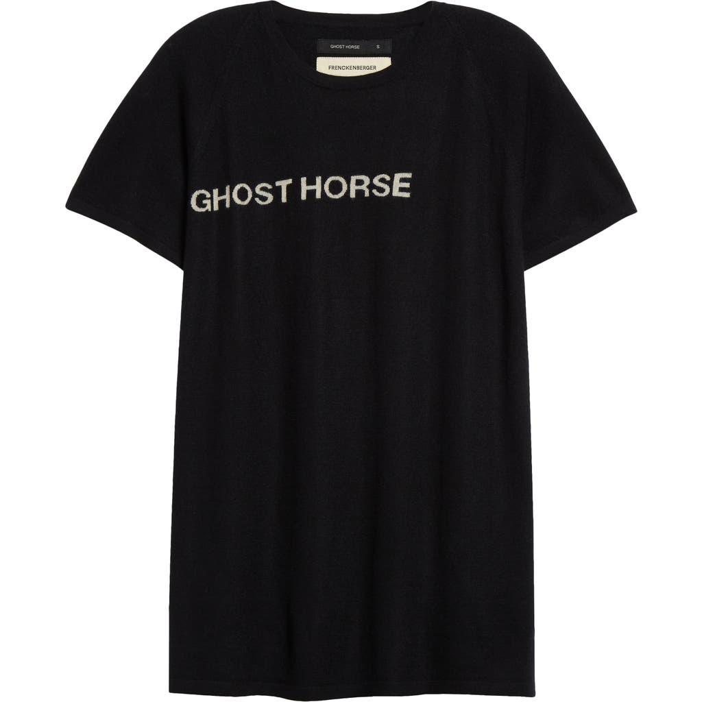 Frenckenberger X Shane Macgowan Ghost Horse Raglan Sleeve Cashmere Sweater In Black/writing Chalk