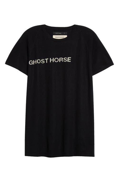 x Shane MacGowan Ghost Horse Raglan Sleeve Cashmere Sweater in Black /Writing Chalk
