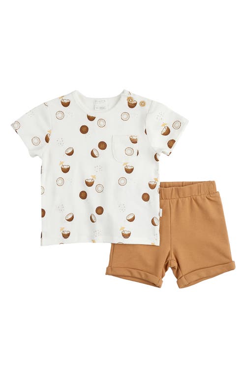 FIRSTS by Petit Lem Coconut Print T-Shirt & Shorts Set Off White at Nordstrom,