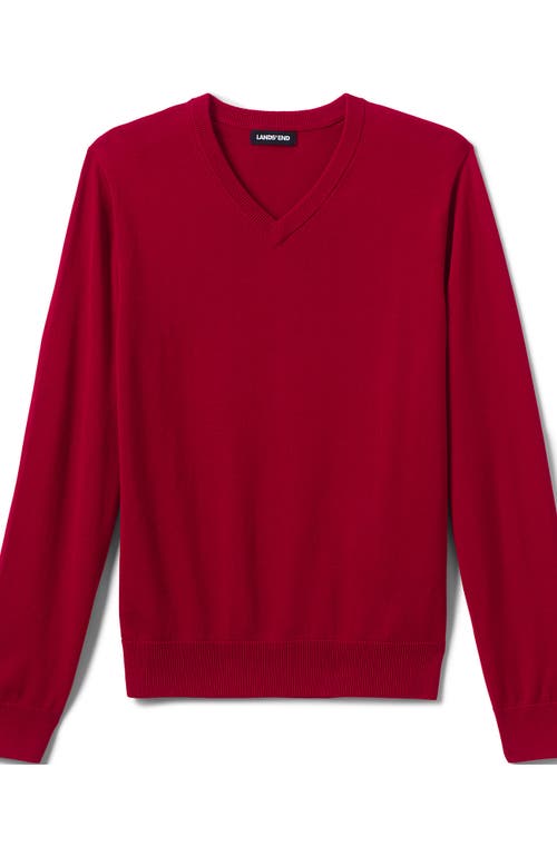 LANDS' END LANDS' END SCHOOL UNIFORM  COTTON MODAL FINE GAUGE V-NECK SWEATER 
