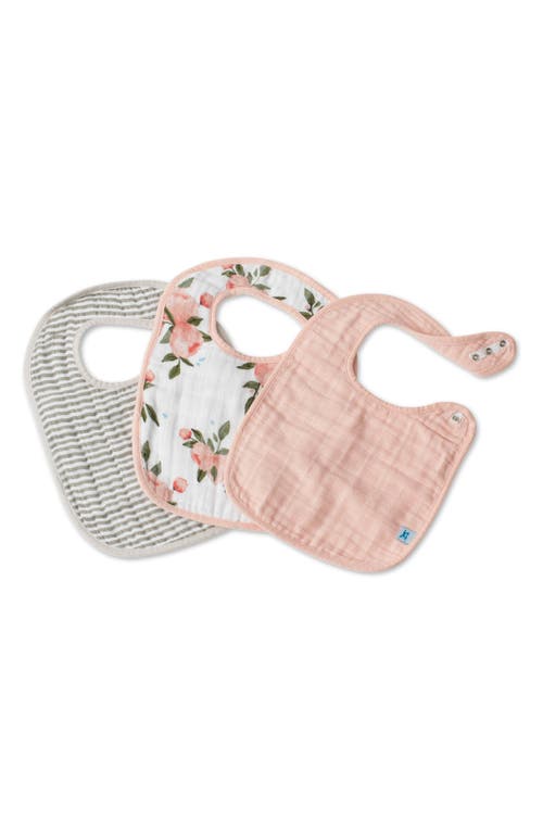 little unicorn 3-Pack Classic Cotton Muslin Bibs in Watercolor Roses at Nordstrom