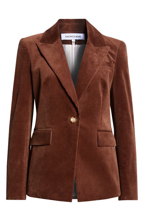 Shop Veronica Beard Reagan Cotton Stretch Corduroy Dickey Jacket In Dark Cocoa