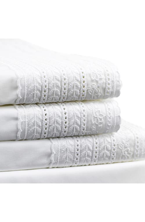 Melange Elizabeth Tonal Lace 4-piece Sheet Set In White/white