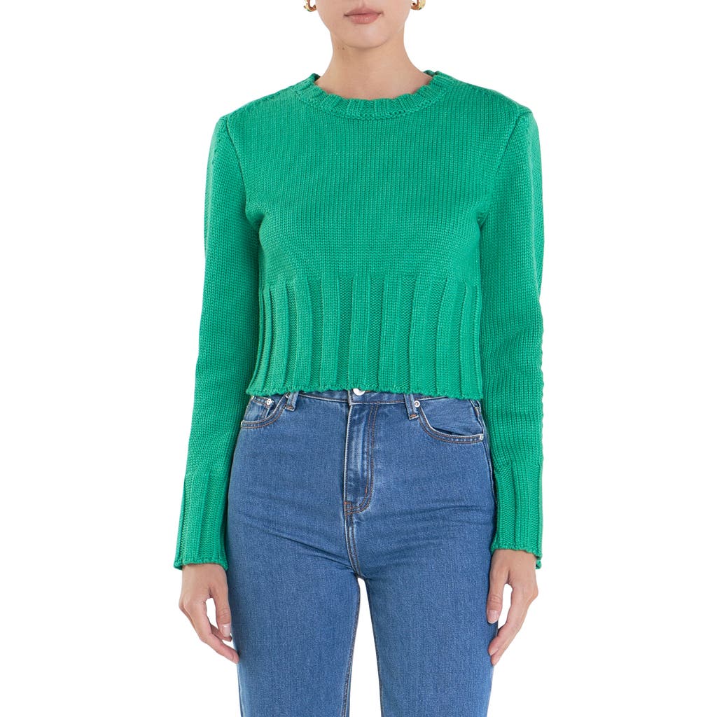English Factory Open Back Cropped Sweater In Green In Green