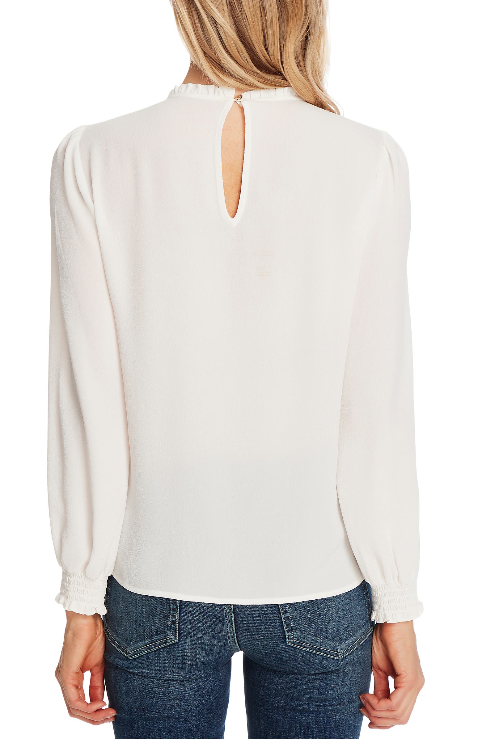 CeCe Pintucked Smocked Cuff Chiffon Top | Nordstrom