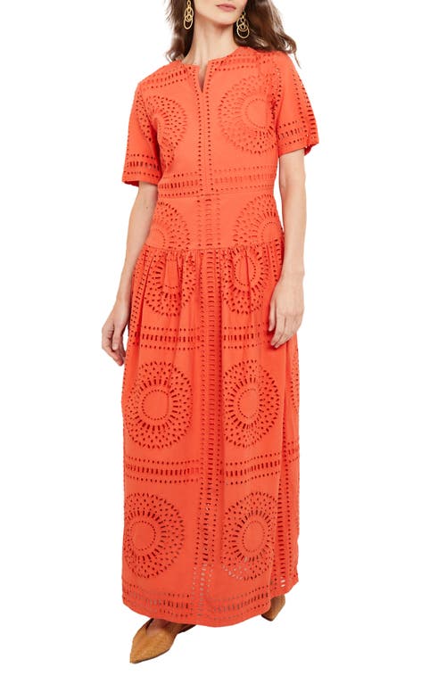 Misook Eyelet Embroidery Maxi Dress Spice at Nordstrom,