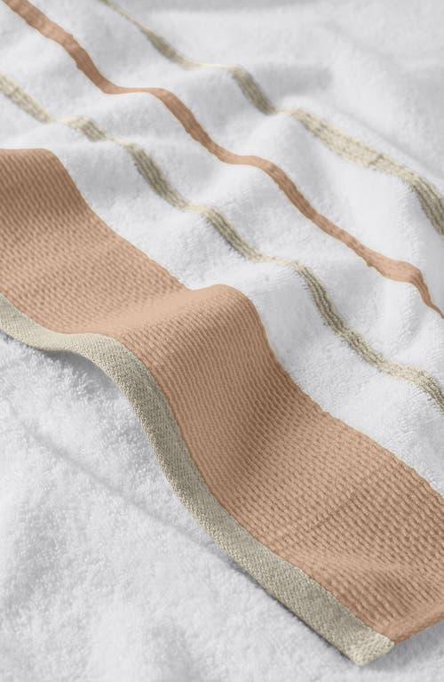 Woven & Weft Cotton Textured Stripe 4-pack Hand Towel Set In Clay/taupe