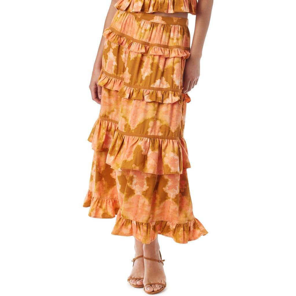 Sam Edelman Gillian Tie Dye Tiered Skirt In Pumpkin Spice-sun Bleached Dye