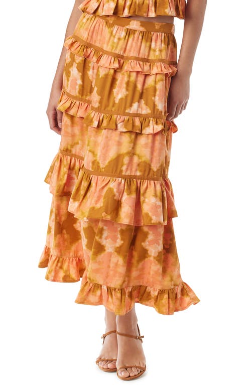 Gillian Tie Dye Tiered Skirt in Pumpkin Spice-Sun Bleached Dye