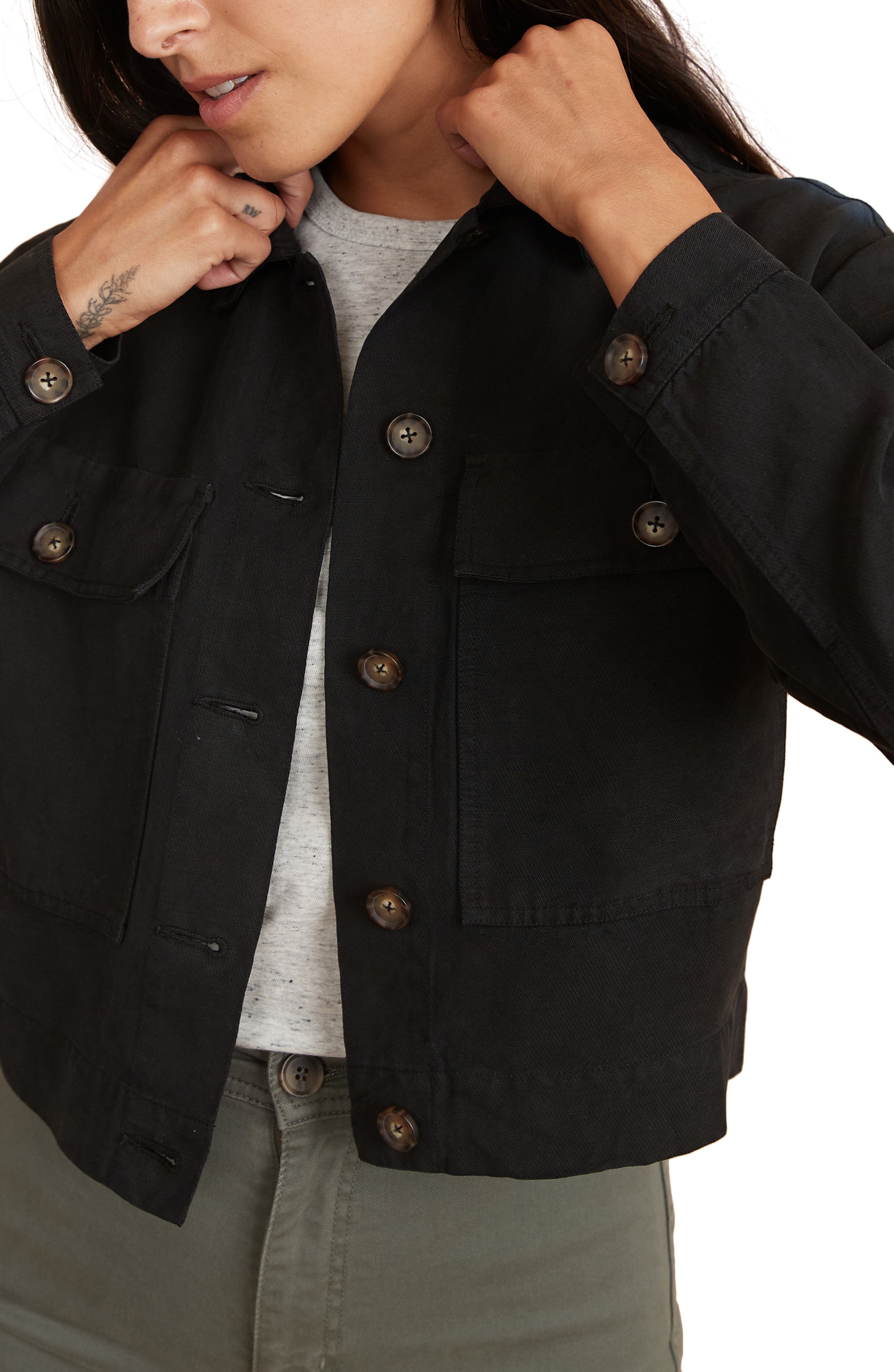 black linen jacket womens