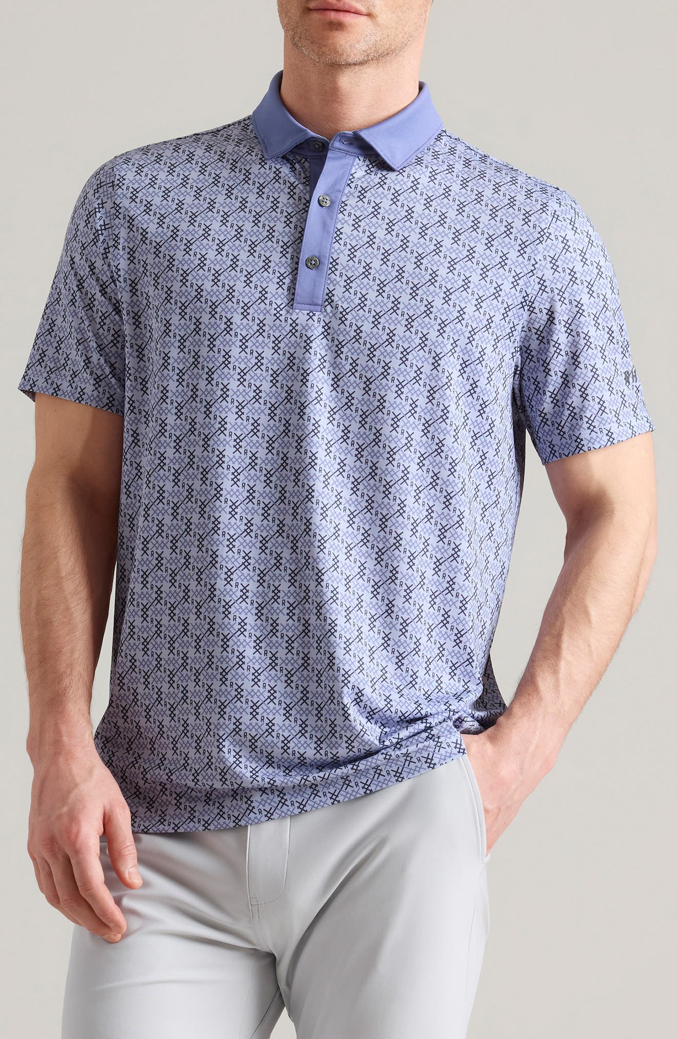 Rhone Performance Golf Polo in Purple Jewel /Navy Captain 