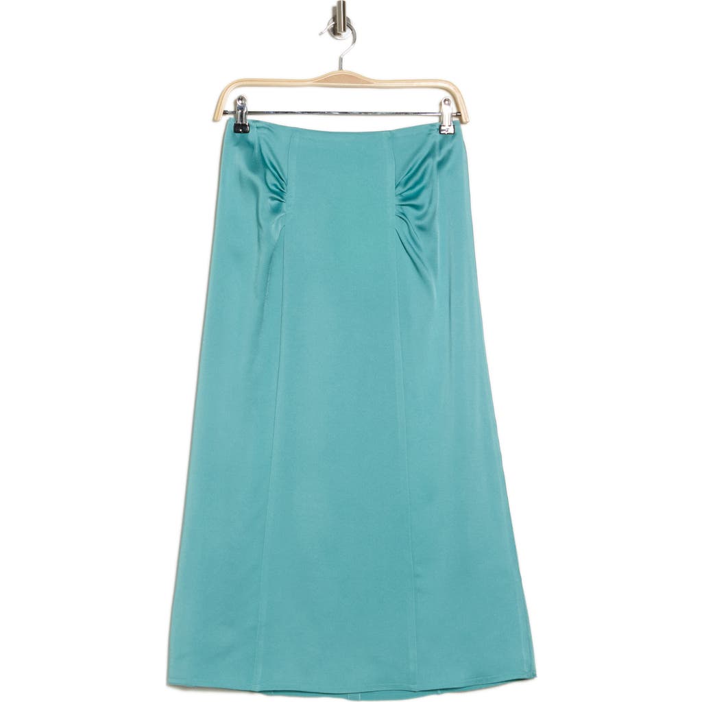 Hugo Boss Boss Vaniki Satin Midi Skirt In Open Blue