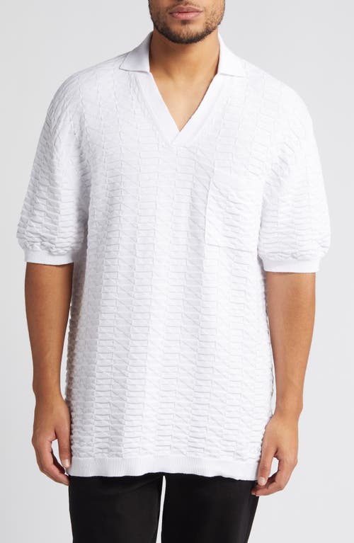 HUGO Spato Cotton Jacquard Sweater Polo White at Nordstrom,