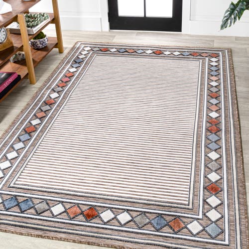 JONATHAN Y JONATHAN Y SEBASTIAN HIGH-LOW MODERN DIAMOND BORDER INDOOR/OUTDOOR AREA RUG 