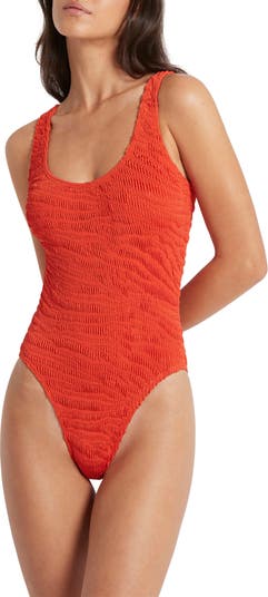 Girls' Ribbed Coral One Piece Swimsuit