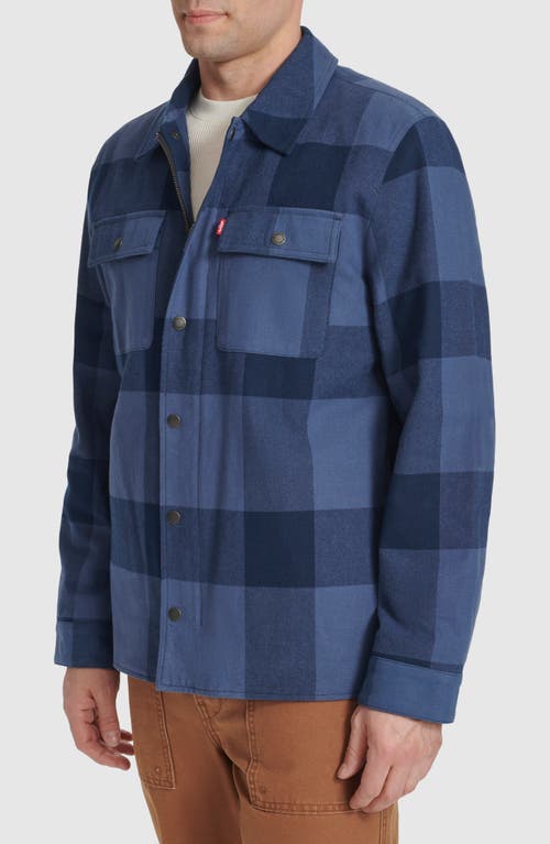 Shop Levi's Buffalo Check Water Resistant Flannel Shirt Jacket In Blue Plaid