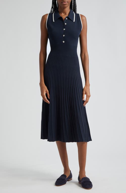 Shop Veronica Beard Meralda Sleeveless Midi Sweater Dress In Navy