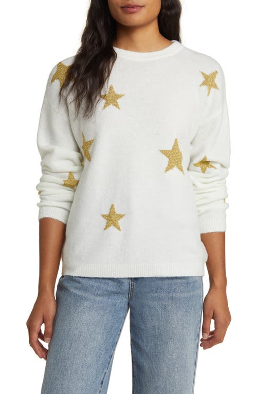 caslon(r) Scattered Star Sweater in Ivory- Gold Scattered Stars