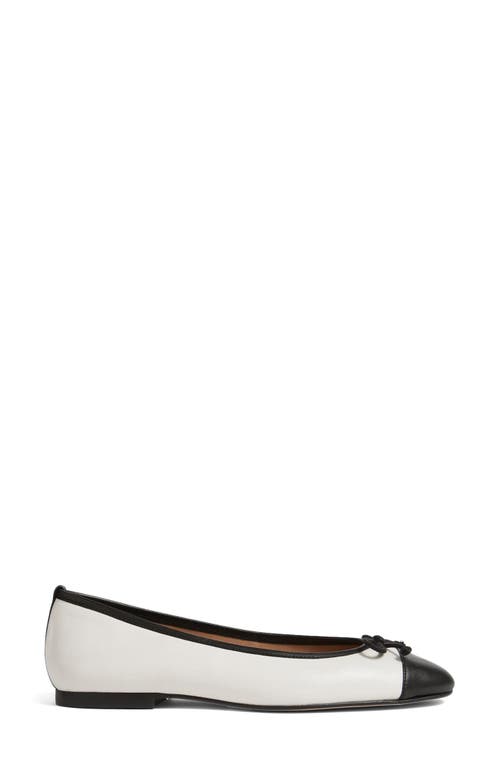 Shop Lk Bennett Kara Cap Toe Ballet Flat In White/black