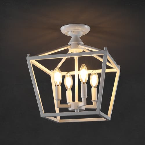 Jonathan Y Plains 4-light Iron Modern Farmhouse Led Flush Mount In White