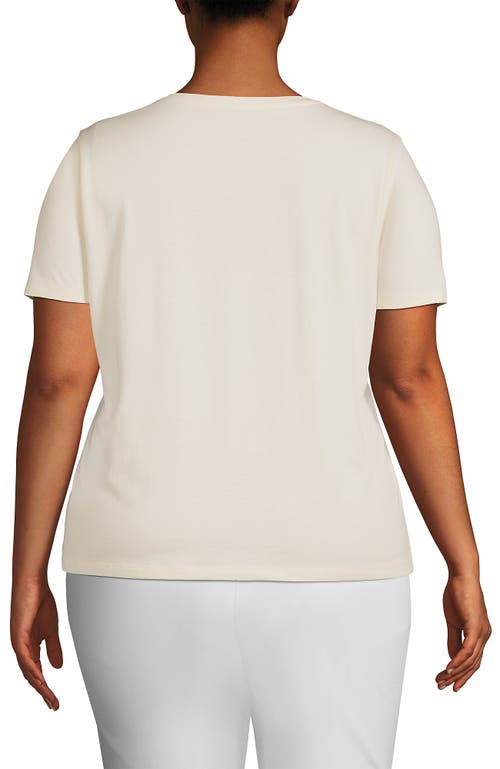 Shop Lands' End Plus Size Relaxed Supima Cotton Crew Neck T-shirt In Fresh Ivory