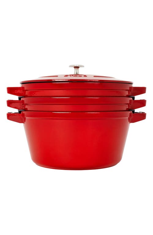 Staub 4-piece Stackable Cast Iron Cookware Set In Cherry