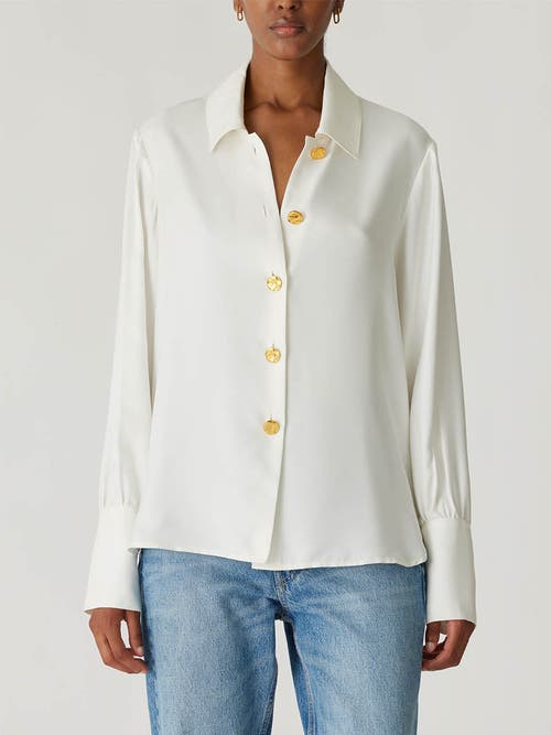 Shop Rebecca Taylor Silky Novelty Button Shirt In Milk