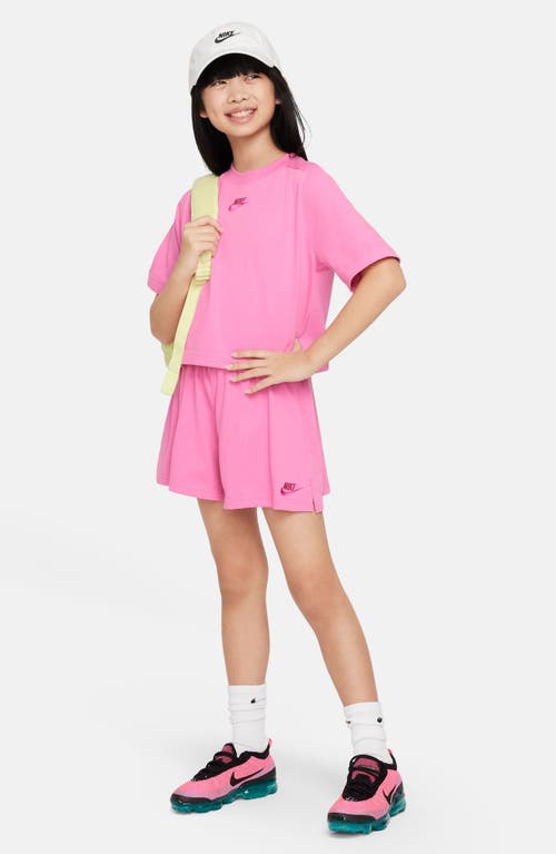 Shop Nike Kids' Cotton Jersey Shorts In Playful Pink/active Fuchsia